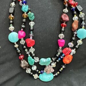 Multi-coloured beaded necklace with a mix of stones